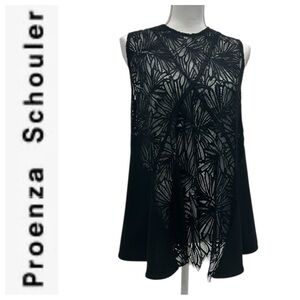 Proenza Schouler Black Guipure Lace Sleeveless Blouse with Tank Sz 8 $790